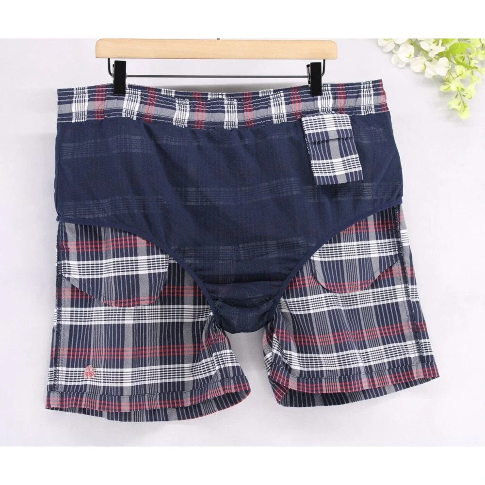 Brooks Brothers Sz L Men's Plaid Lined Swim Trunks Beach Boat Summer